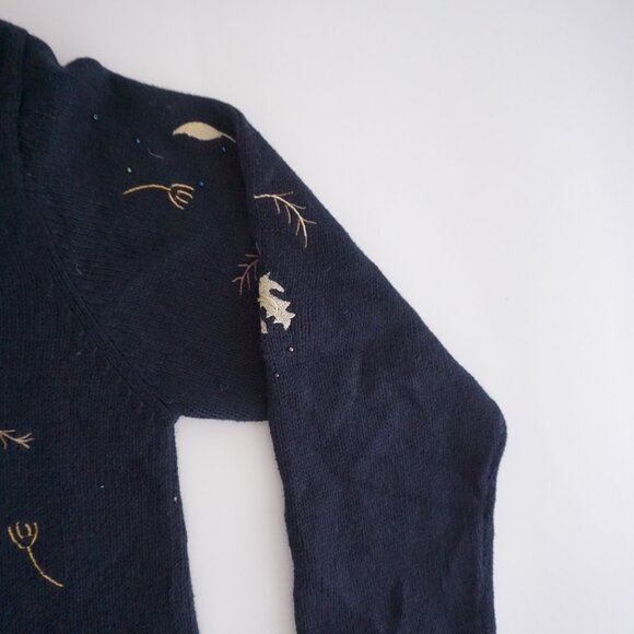 Vintage Christopher & Banks Embroidered Leaf Cotton Cardigan Fall Cottagecore L - Picture 8 of 13